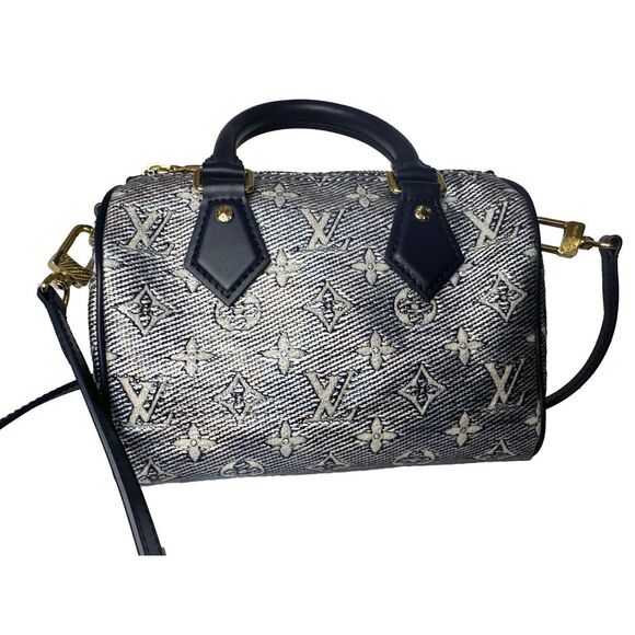 BRAND NEW Louis Vuitton Speedy Bandouliere 20 - Monoglam Blue - Picture 1 of 10